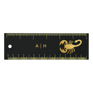  Golden  -  Scorpio   Zodiac  -monogrammed  black Ruler