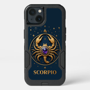 Golden Scorpio Zodiac Sign With Jewel and Stars iPhone 13 Case