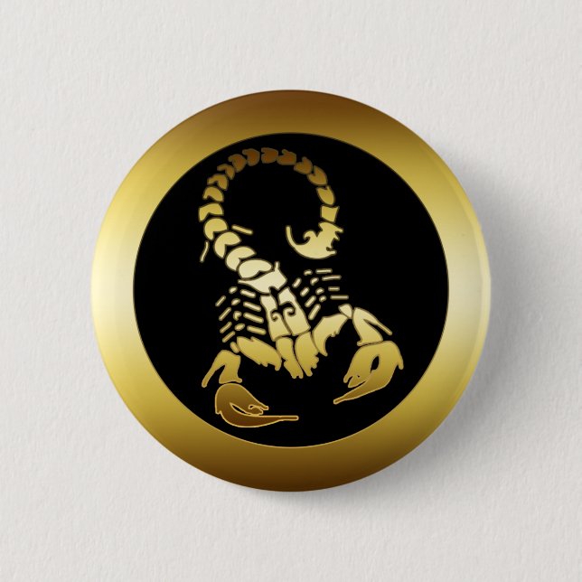 GOLDEN SCORPION PINBACK BUTTON (Front)