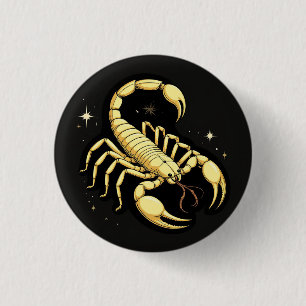 Golden Scorpion Zodiac Design with Ornamens Button