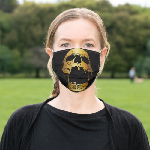 Golden Screaming Skull Adult Cloth Face Mask