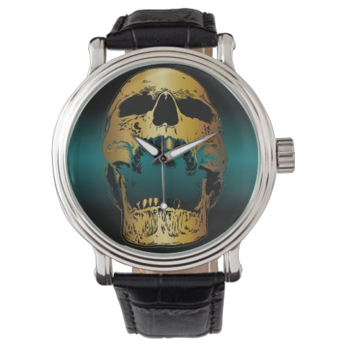 Golden Screaming Skull Metallic Gold Skull Watch