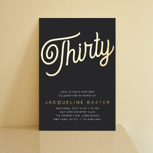 Golden Script 30th Birthday Party Foil Invitation