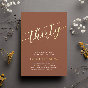 Golden Script 30th Birthday Party Foil Invitation