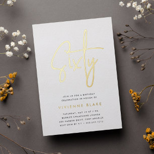 Golden Script 60th Birthday Party Foil Invitation