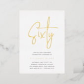 Golden Script 60th Birthday Party Foil Invitation (Standing Front)