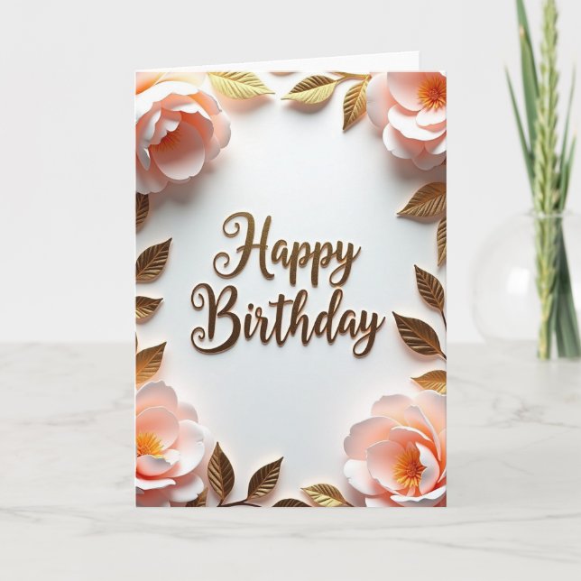 Golden Script Birthday Card (Front)