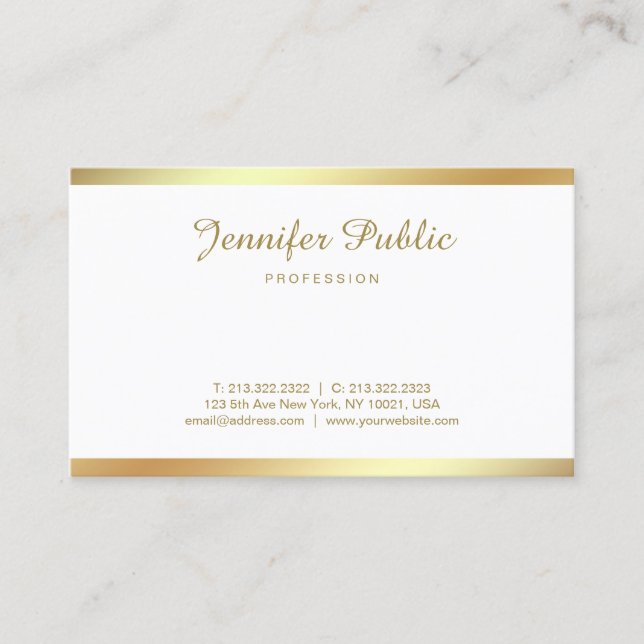 Golden Script Calligraphy Handwritten Tasteful Business Card (Front)