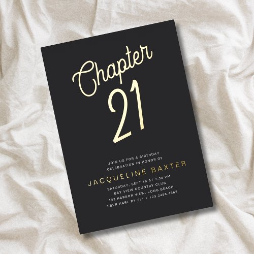 Golden Script Chapter 21 21st Birthday Party Foil Invitation