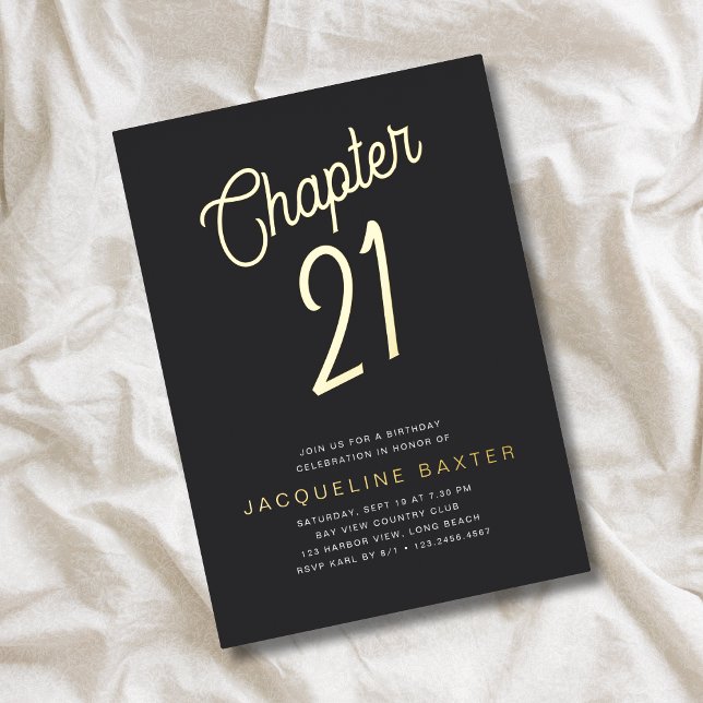 Golden Script Chapter 21 21st Birthday Party Foil Invitation (Creator Uploaded)