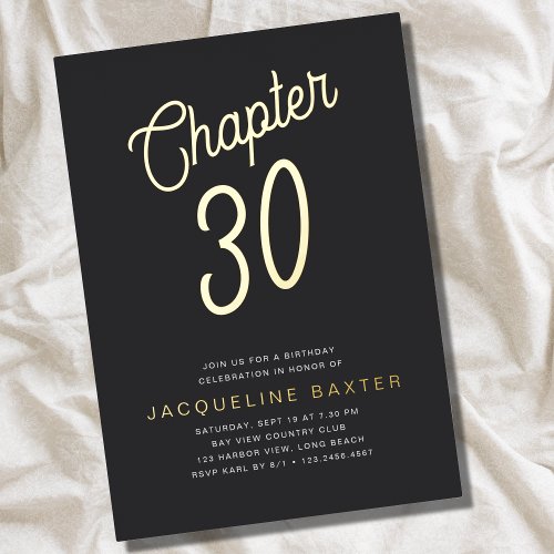 Golden Script Chapter 30 30th Birthday Party Foil Invitation