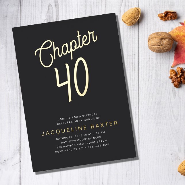 Golden Script Chapter 40 40th Birthday Party Foil Invitation (Creator Uploaded)