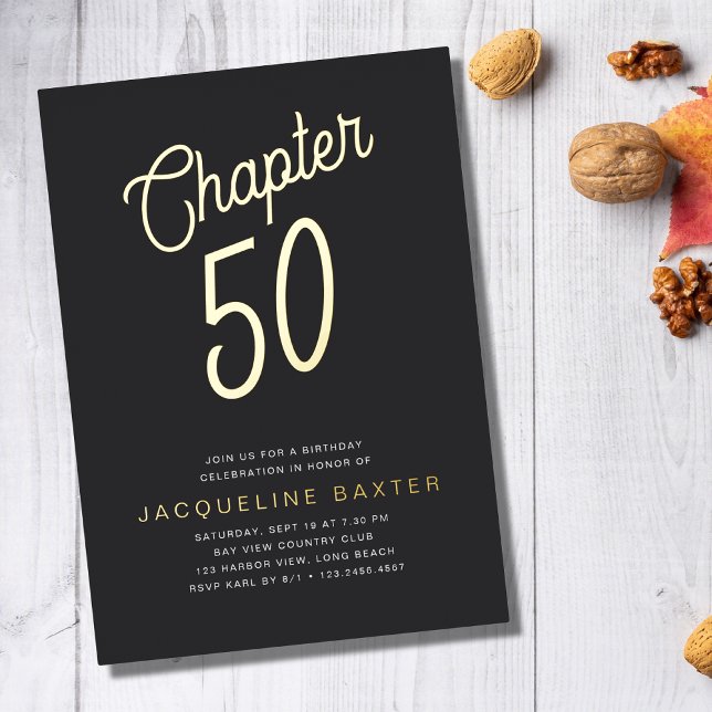 Golden Script Chapter 50 50th Birthday Party Foil Invitation (Creator Uploaded)