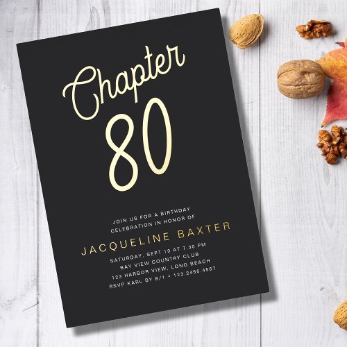 Golden Script Chapter 80 80th Birthday Party Foil Invitation