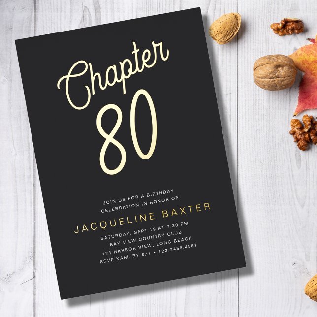 Golden Script Chapter 80 80th Birthday Party Foil Invitation (Creator Uploaded)