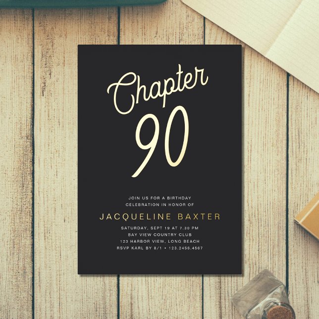 Golden Script Chapter 90 90th Birthday Party Foil Invitation (Creator Uploaded)