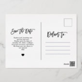 Golden Script | Elegant Modern Photo Save the Date Foil Invitation Postcard (Back)