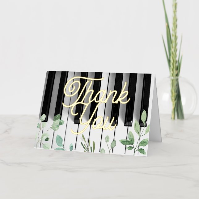 golden script music Thank you Foil Greeting Card (Front)