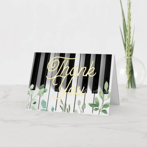 golden script music Thank you Foil Greeting Card