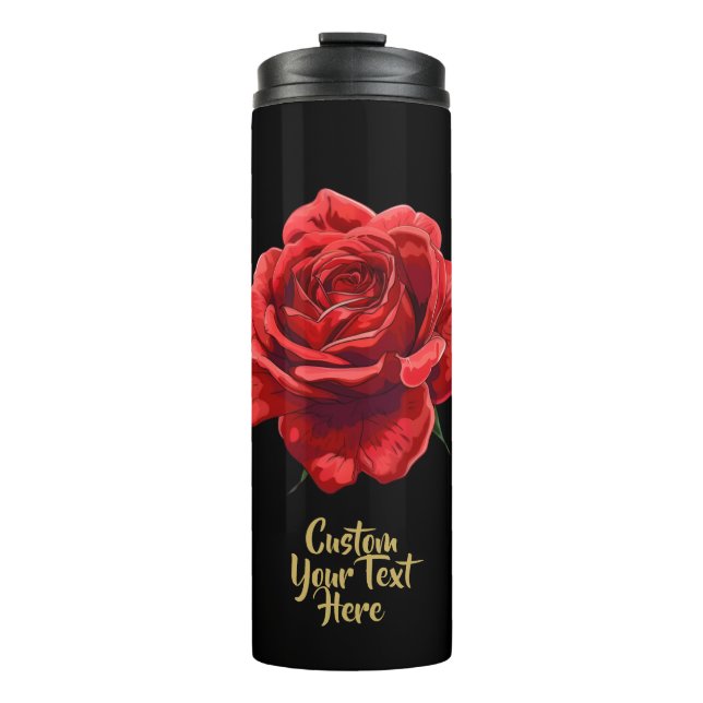 Golden Script Rose Insulated Floral Thermal Tumbler (Front)