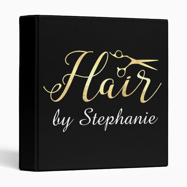Golden Script Scissors Hairstylist Hair Salon Binder (Front/Spine)