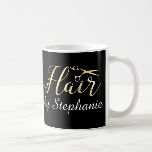 Golden Script Scissors Hairstylist Hair Salon Coffee Mug