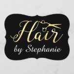 Golden Script Scissors Hairstylist Hair Salon Invitation