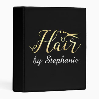 Golden Script Scissors Hairstylist Hair Salon Mini Binder