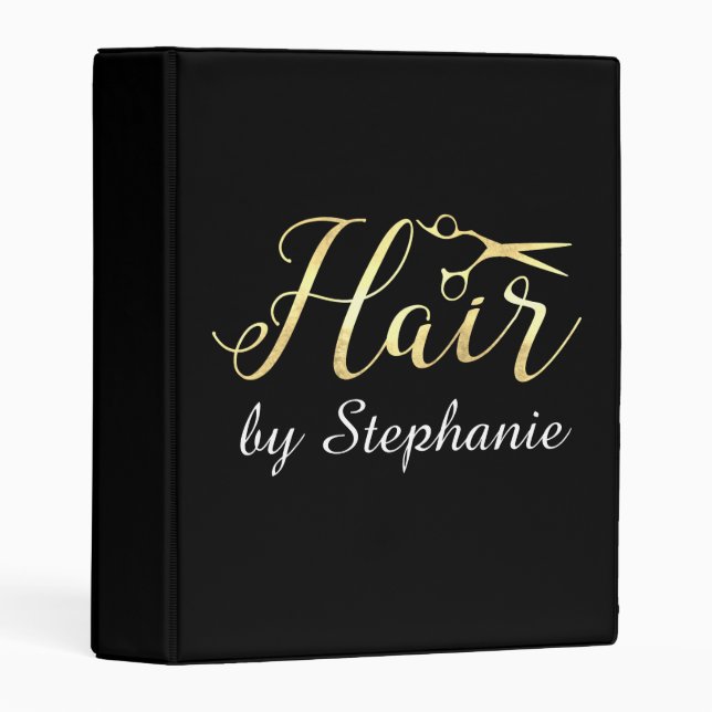 Golden Script Scissors Hairstylist Hair Salon Mini Binder (Front/Spine)
