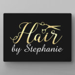 Golden Script Scissors Hairstylist Hair Salon Plaque