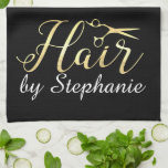 Golden Script Scissors Hairstylist Hair Salon Towel