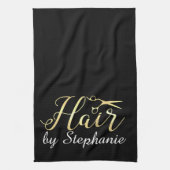 Golden Script Scissors Hairstylist Hair Salon Towel (Vertical)