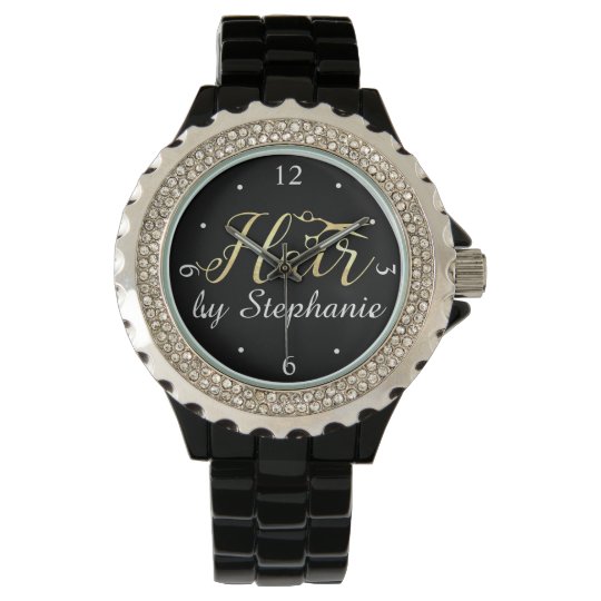 Golden Script Scissors Hairstylist Hair Salon Wrist Watch Zazzle Com