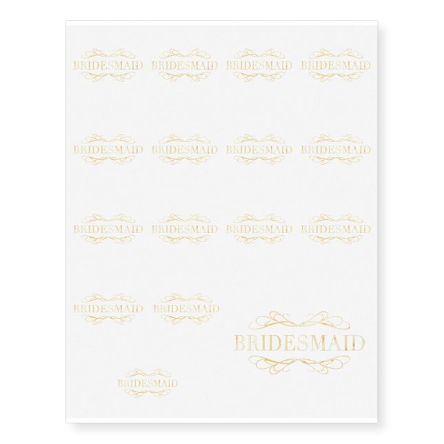 Golden Scroll Bridesmaid Temporary Tattoos (Front)