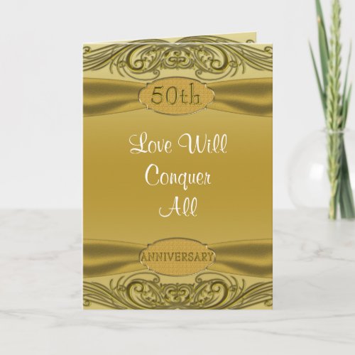 Golden Scrolls 50th Wedding Anniversary Card