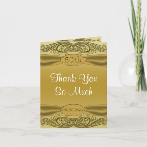 Golden Scrolls 50th Wedding Anniversary Card