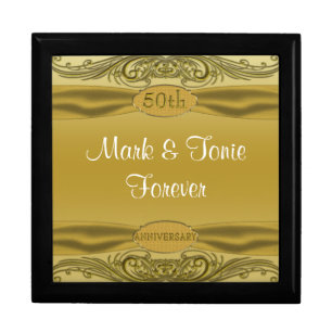 Golden Scrolls 50th Wedding Anniversary Keepsake Box