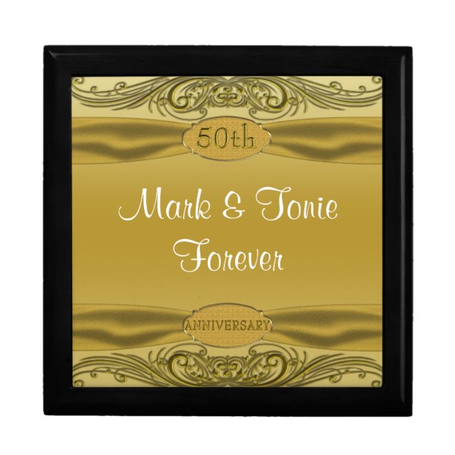 Golden Scrolls 50th Wedding Anniversary Keepsake Box (Front)