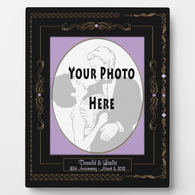 Golden Scrolls on Black w/ Lilac Mat - Personalize Plaque (Front)