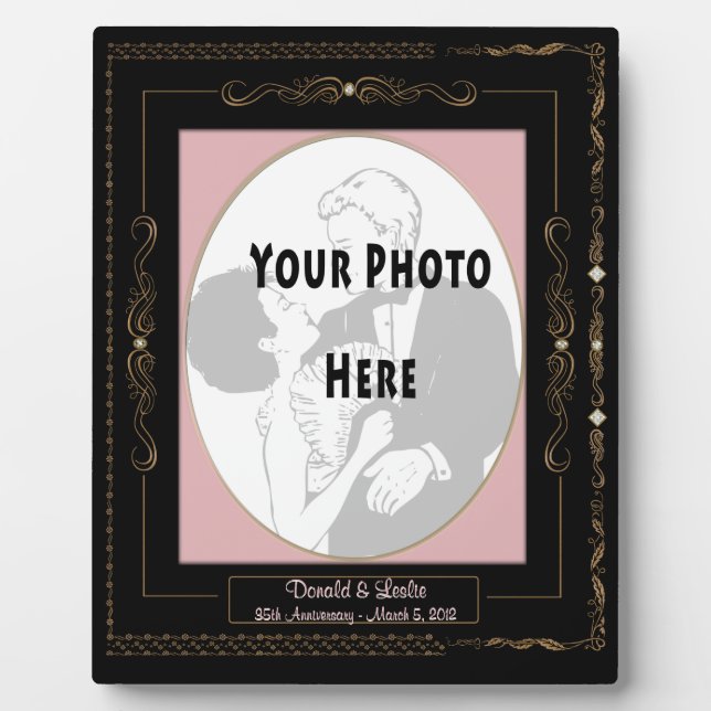 Golden Scrolls on Black w/ Pink Mat - Personalized Plaque (Front)