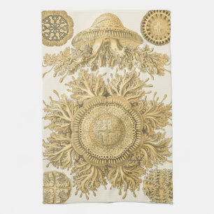 Golden Sea Creatures Kitchen Towel
