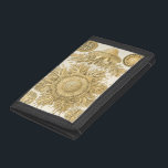 Golden Sea Creatures Tri-fold Wallet<br><div class="desc">Ernst Haeckel is a creative and imaginative artist. In this contemporary piece of art,  he captures the sea life anemone urchins in gold and twisty designs. You won't have any other piece of art like its kind. Get this innovative piece of ocean art on your products today!</div>