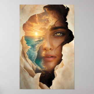 Golden Sea Reverie Through Her Eyes Poster