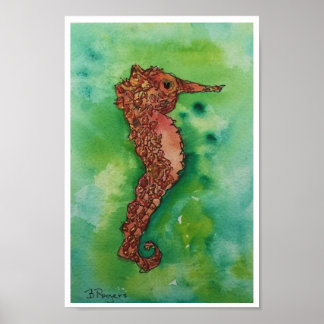 Golden Seahorse 5x7 Poster