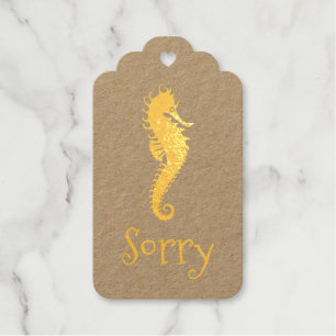Golden Seahorse Sorry Foil Gift Tags