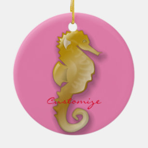 Golden Seahorse Thunder_Cove Ceramic Ornament