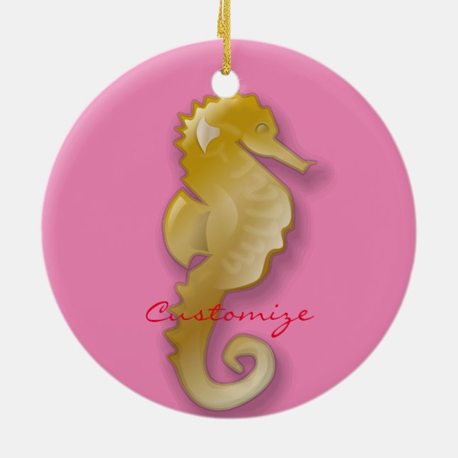 Golden Seahorse Thunder_Cove Ceramic Ornament (Back)
