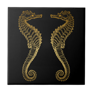Golden Seahorse Tile
