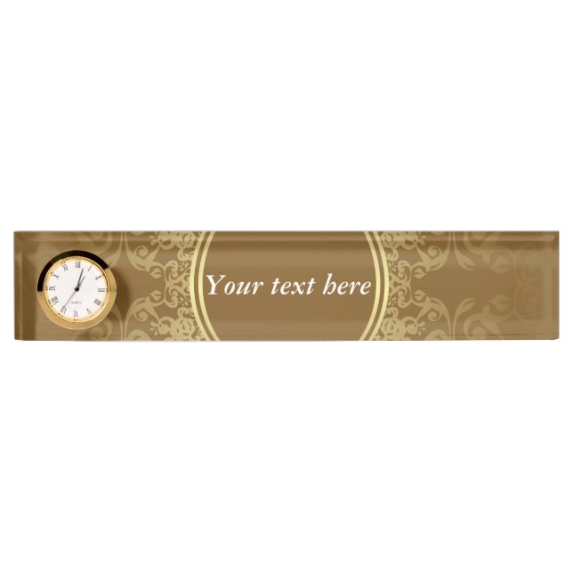 Golden seal name display with clock desk name plate (Front)