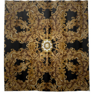 Golden Seamless hand drawn, vintage Background. Sn Shower Curtain